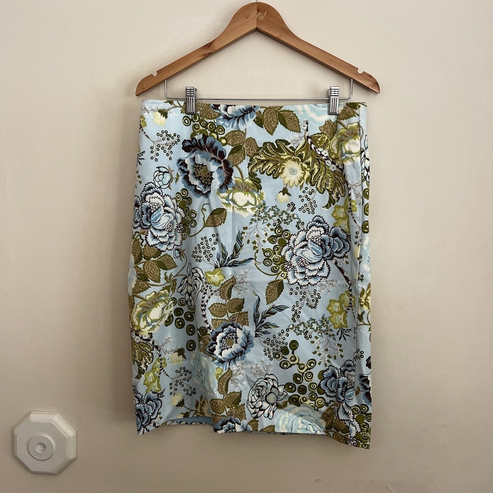 Talbots Skirt 10 Blue Floral Spring Pencil With Slit Office Wear Fairy
